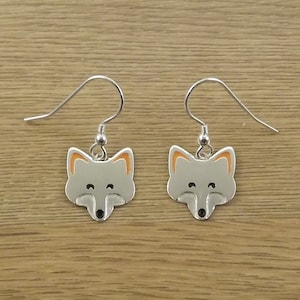 Fox drop earrings handmade from sterling silver image 1
