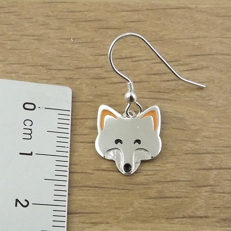 Fox drop earrings handmade from sterling silver image 3