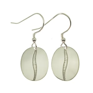 Coffee bean drop earrings, handmade from sterling silver