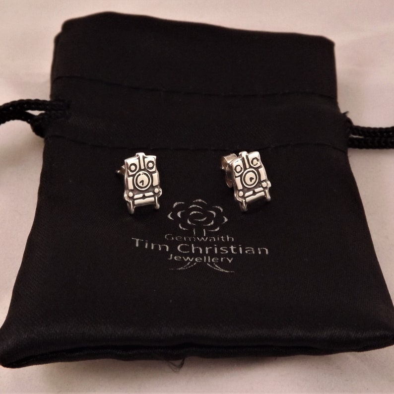 Steam Engine Stud Earrings Silver Railway Jewellery Handmade Steam Train Jewellery Railway Stud Earrings Silver Train Earrings