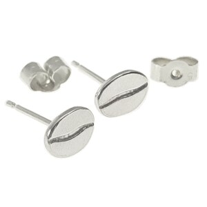 Coffee bean stud earrings, handmade from sterling silver