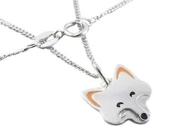 Fox pendant (coloured, small),handmade from sterling silver