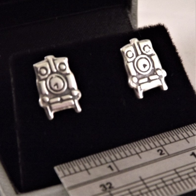 Steam Engine Stud Earrings Silver Railway Jewellery Handmade Steam Train Jewellery Railway Stud Earrings Silver Train Earrings