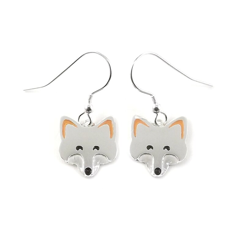 Fox drop earrings handmade from sterling silver image 2