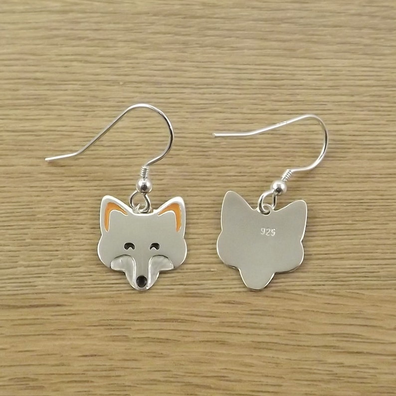 Fox drop earrings handmade from sterling silver image 4