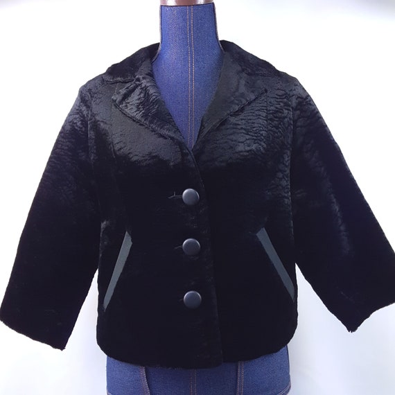 Vintage Cropped Jacket size Small Black Velvet - image 3