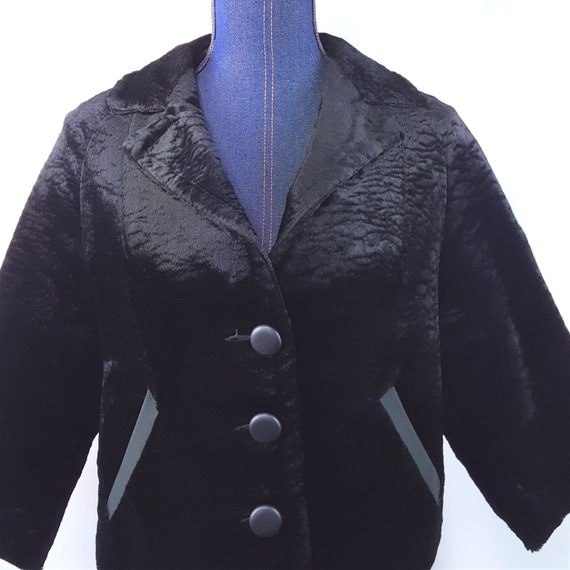 Vintage Cropped Jacket size Small Black Velvet - image 2