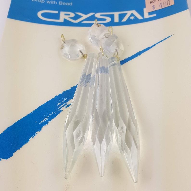 Vintage 3 Clear Glass Crystal U Prisms for Chandelier Lamp New in Package