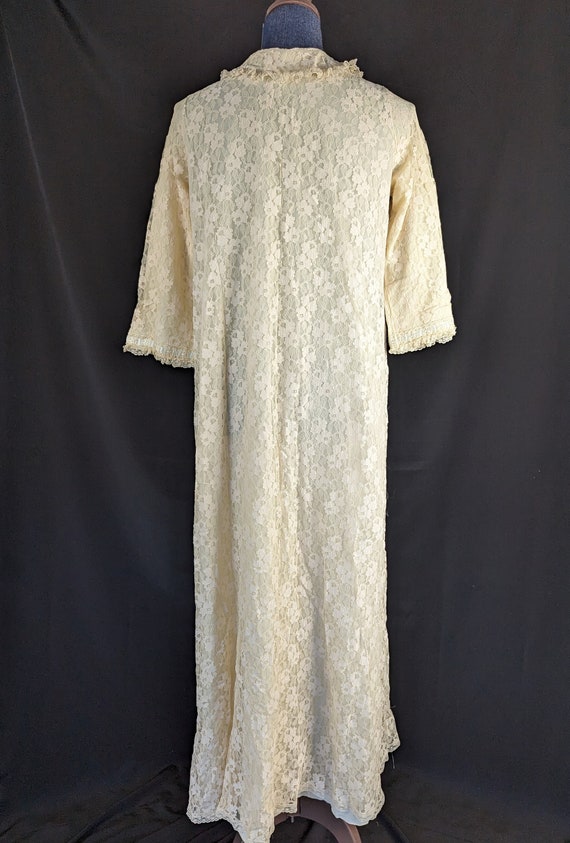 Vintage 1950s Dressing Gown Robe Sleepwear Ivory … - image 5