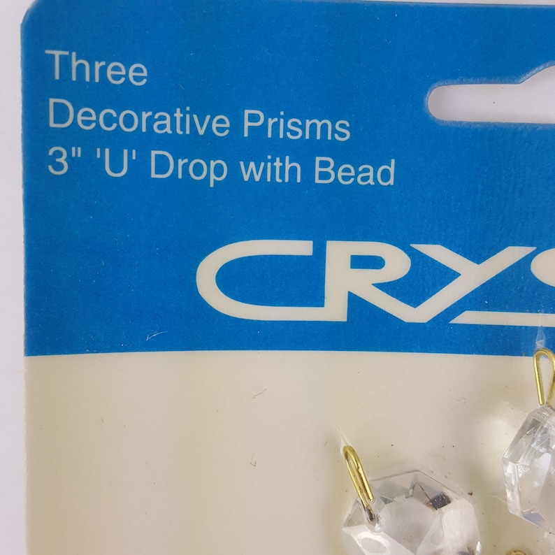Vintage 3 Clear Glass Crystal U Prisms for Chandelier Lamp New in Package