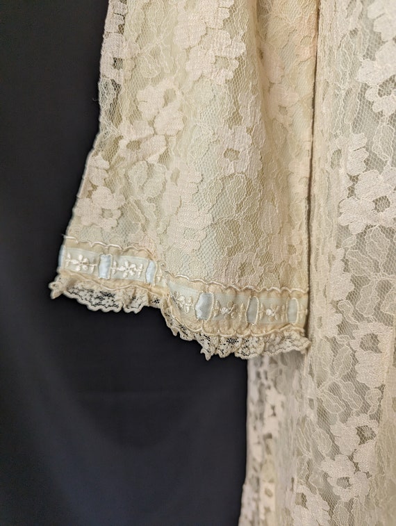 Vintage 1950s Dressing Gown Robe Sleepwear Ivory … - image 6