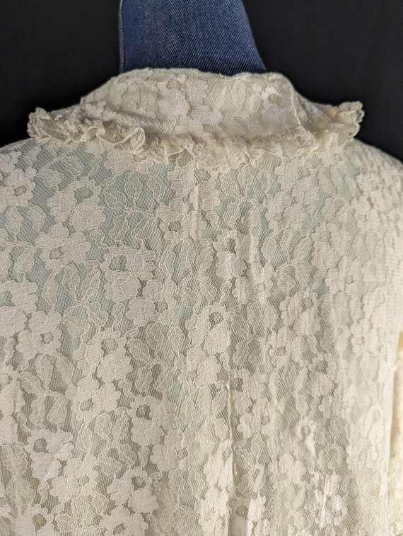 Vintage 1950s Dressing Gown Robe Sleepwear Ivory … - image 7