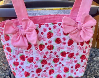 Baby Girl Stroller Caddy Strawberry Nursery Accessory Custom Color Choice Crib Storage and Shopping Cart Caddy Baby Shower Gift