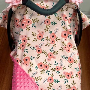 Floral Baby Car Seat Cover: Soft Minky Blanket Canopy