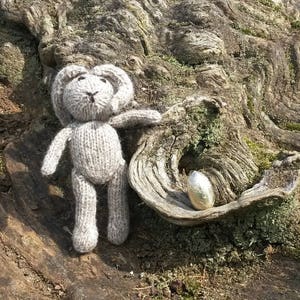Grey Rabbit a hand knitted soft toy bunny in natural coloured 100% wool image 5