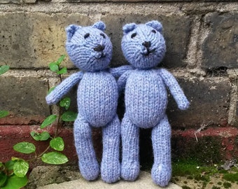 Sky blue bear, a hand-knitted cute teddy