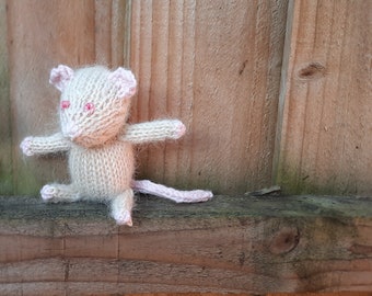 Baby Mouse - a tiny cute soft toy hand knitted from wool