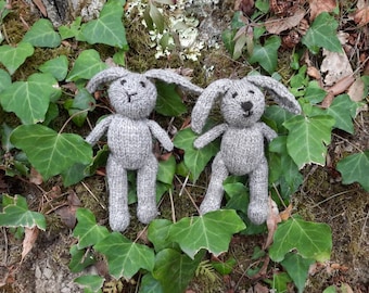 Grey Rabbit - a  hand knitted soft toy bunny in natural coloured 100% wool