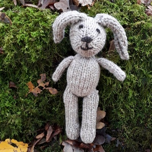 Grey Rabbit a hand knitted soft toy bunny in natural coloured 100% wool image 4