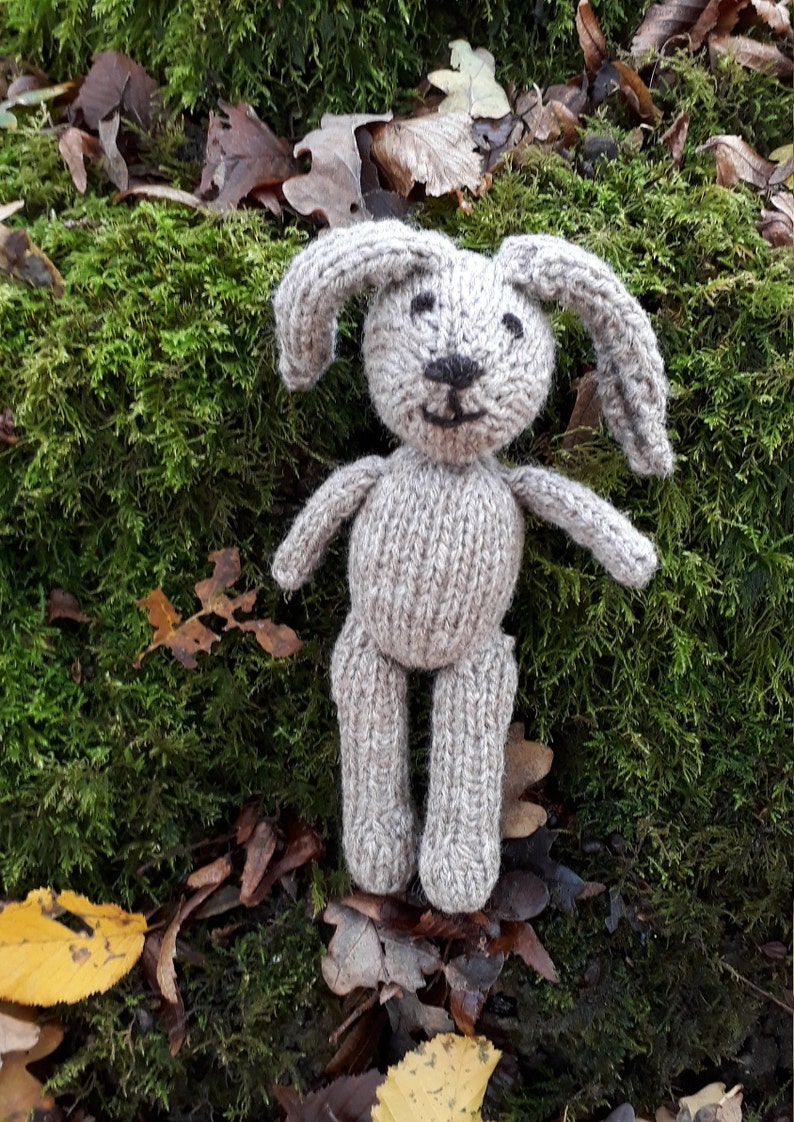 Grey Rabbit a hand knitted soft toy bunny in natural coloured 100% wool image 4