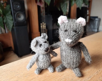 Mouse - a hand-made knitted little wool stuffed toy