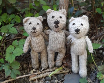 Light-brown Bear - a handmade knitted soft toy teddy in natural nutmeg coloured 100% wool