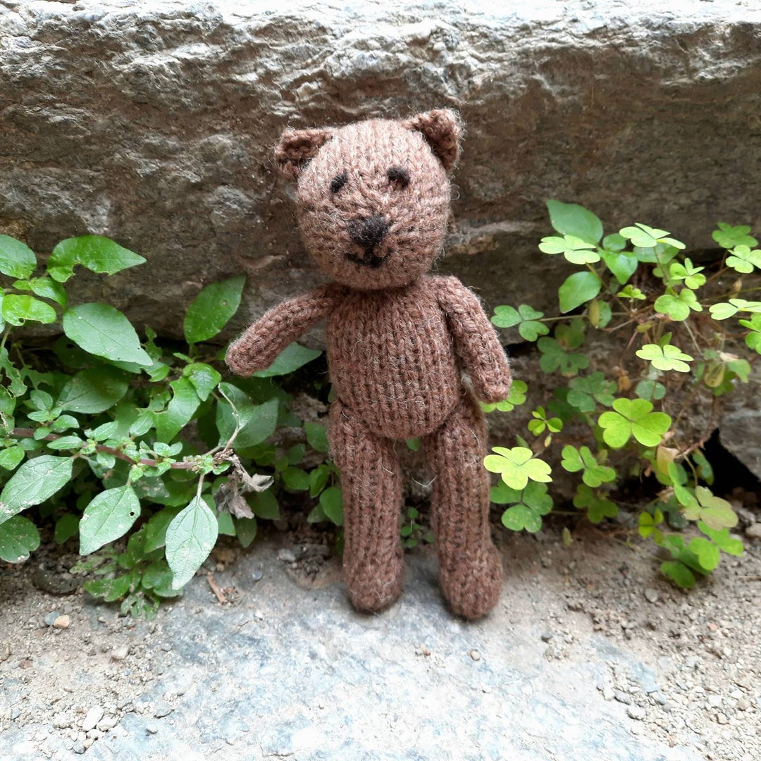 Handmade Knitted Brown Bear: Natural Wool Teddy Toy - Etsy UK