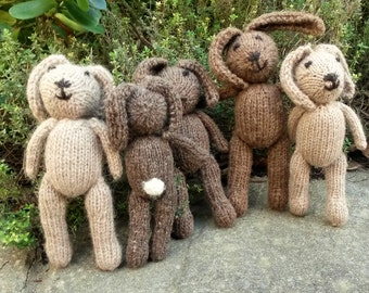 Brown Bunny - hand knitted soft toy rabbit in naturally coloured wool