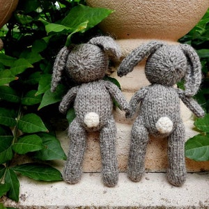 Grey Rabbit a hand knitted soft toy bunny in natural coloured 100% wool image 2