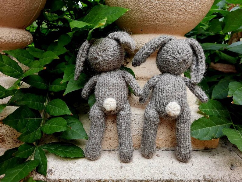 Grey Rabbit a hand knitted soft toy bunny in natural coloured 100% wool image 2