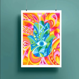 Hamsa, Fine Art Print, Thick Paper, Painting, Fine Art, Wall Hanging, Hamsa Painting, Judaica, Jewish Gifts, Poster, Jewish Art, hamsa hand