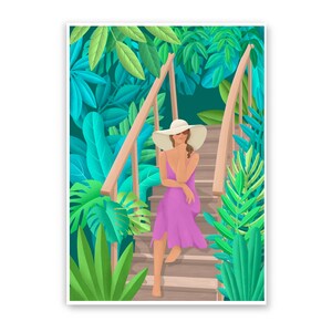 Into the jungle, Fine Art Print, jungle print, Wall Art, Digital Illustration, tropical, Decor Home print, Green leaves, vibrant colors
