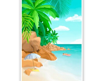 Relaxing in paradise, Fine Art Print, Travel poster, Wall Print, Landscape Print, travel print, Decor Home & Living, summer holidays, beach