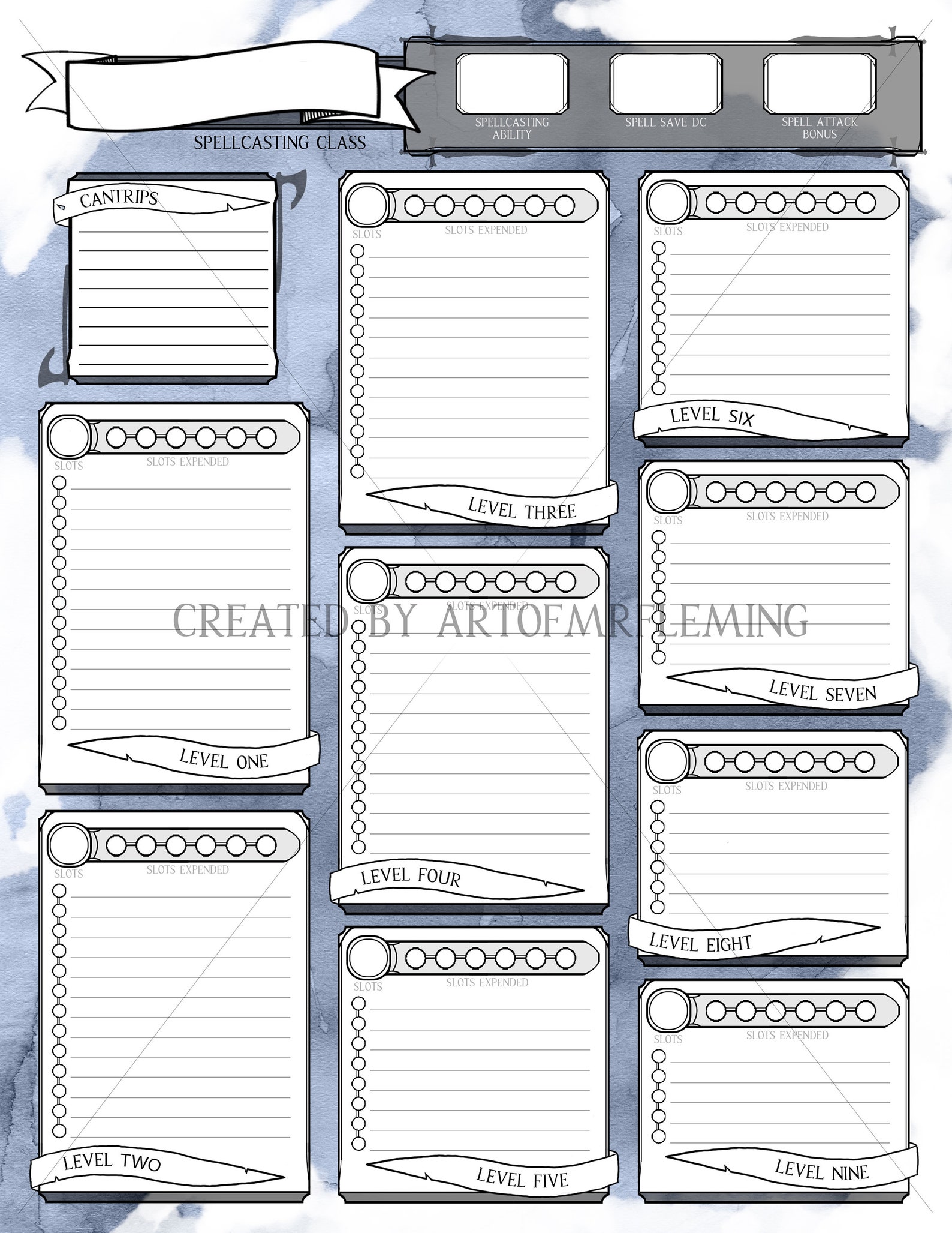 Custom Printable and PDF Fillable DnD 5e Character Sheet 5 | Etsy