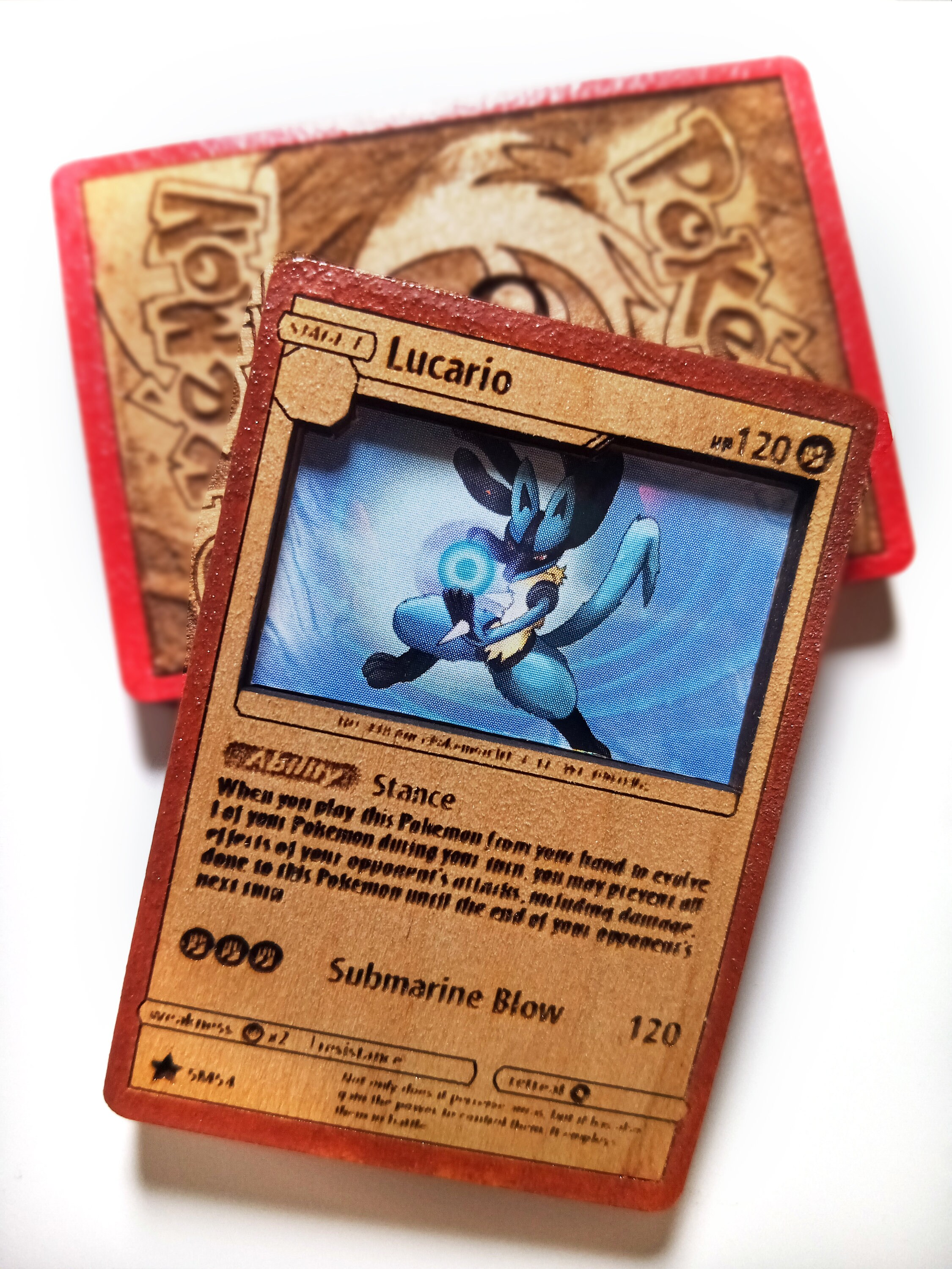 Wooden Pokemon Cards With Hand drawn Illustrations Wooden Etsy