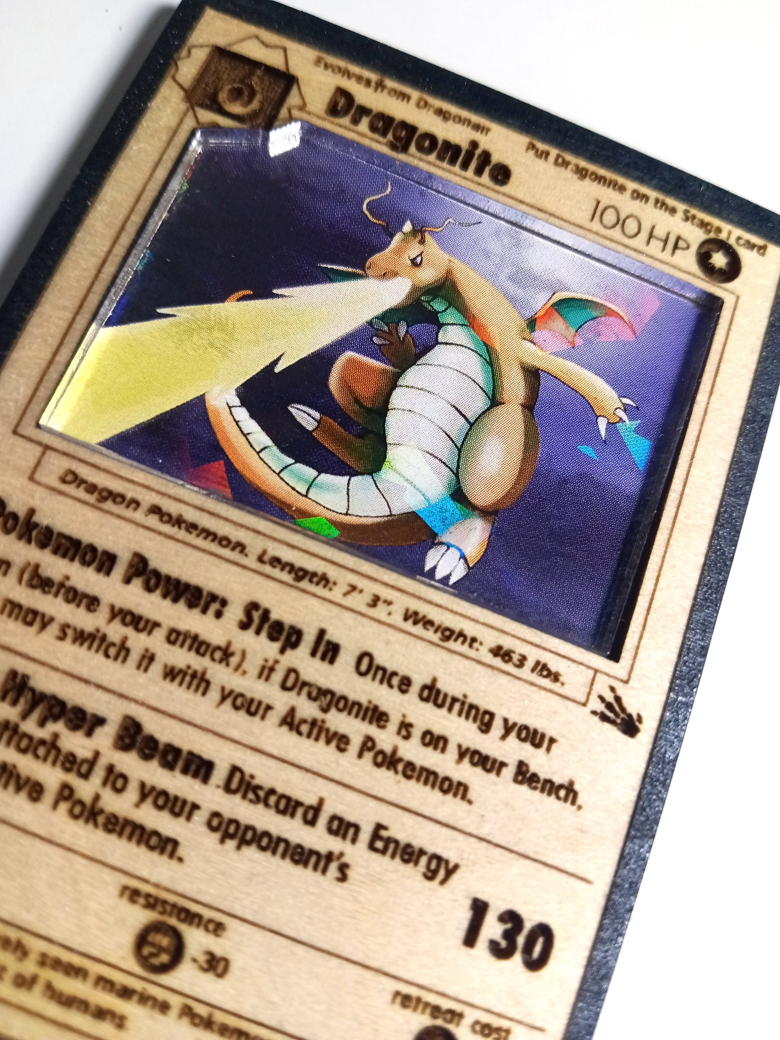 Wooden Dragonite Pokemon Card Wooden 3D Laser Engraved Etsy