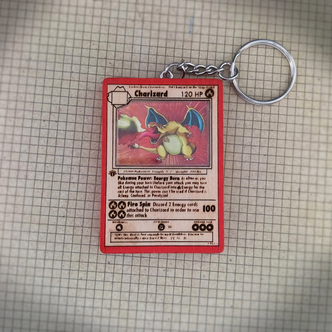 Wooden Pokemon Card Keychain Wooden 3D Laser Engraved Hand Etsy