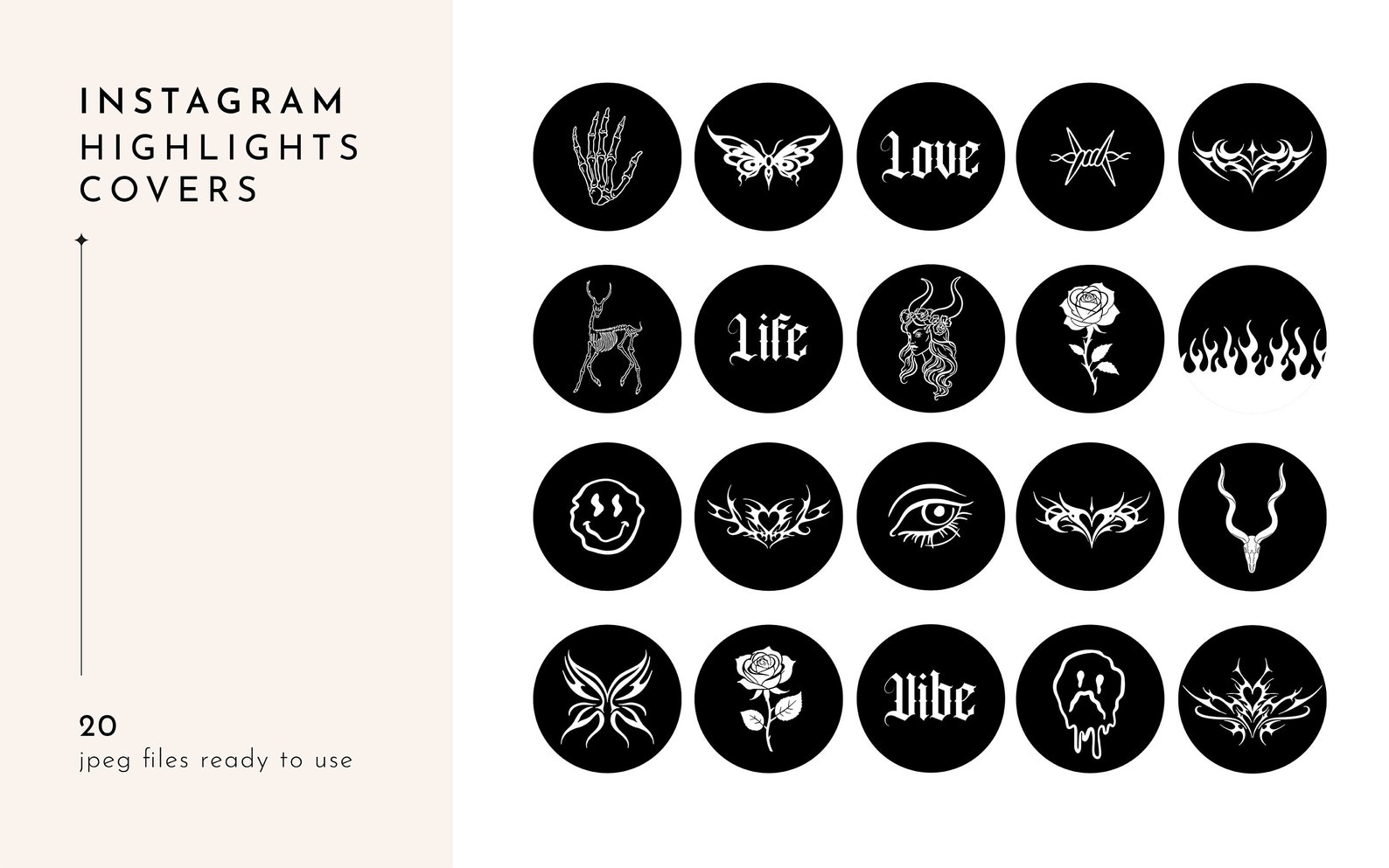 Gothic Neo Cybersigilism Instagram Highlight Icons. Y2K Instagram Story