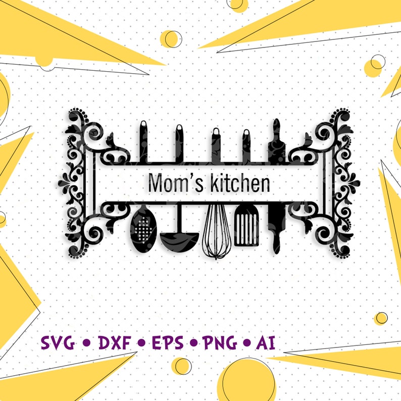 Download Mom Kitchen Split Frame SVG Kitchen Monogram svg Flourish | Etsy