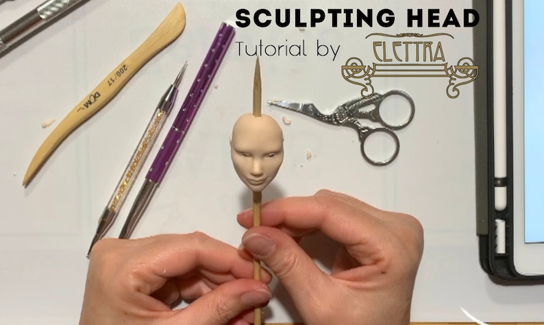 Tutorial sculpting OOAK HEAD for a polymer clay doll image 1