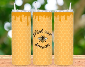 Bumble Bee 20 Oz Tumbler/Cup, FREE SHIPPING, Sassy Tumbler, Stainless Steel Cup, Reusable Cup, Honeycomb, Beehive, Bumble Bee Pun, Funny Cup