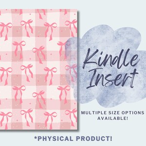 Pink Plaid Bow Kindle Insert, Physical Kindle Insert, Bookish Merch, eReader Accessories, Pink, Dainty, Girly, Bows