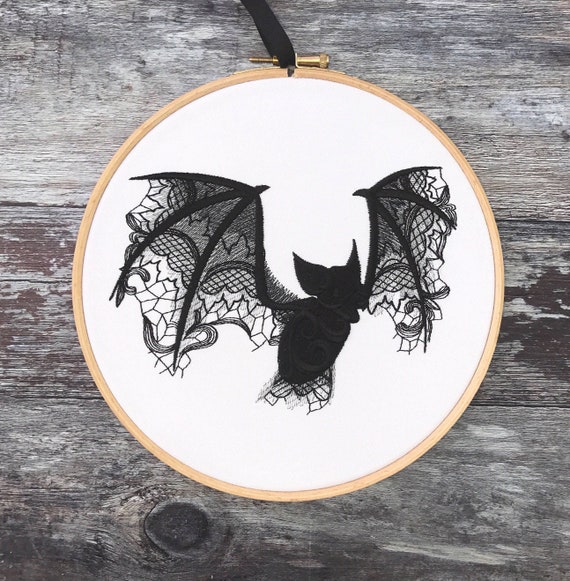Black Lace Bat Embroidery Gothic Home Decor Gift Haunted - Bat Home Decor Black Lace Bat Embroidery Gothic Home Decor Gift Haunted - Bat Home Decor