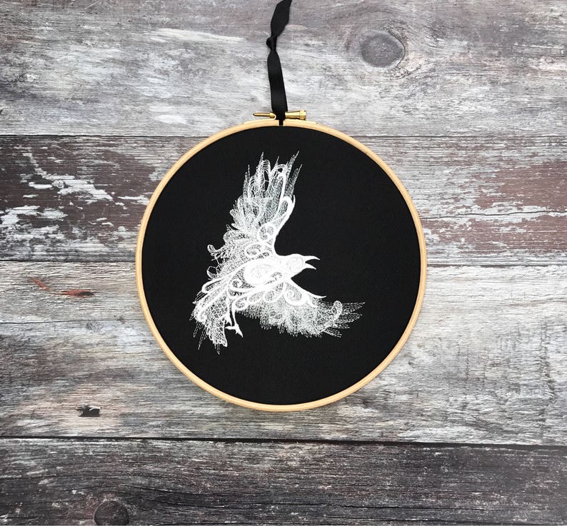 Crow raven jessecmault hoop art gothic gift halloween  etsy