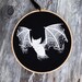 Bat gothic lace embroidery hoop art gift white black home decor curiosity true crime SSDGM ghost halloween horror movie murderino haunted