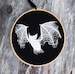 Bat gothic lace embroidery hoop art gift white black home decor curiosity true crime SSDGM ghost halloween horror movie murderino haunted 