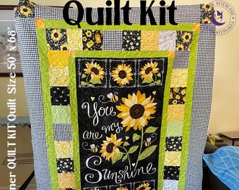 You are my Sunshine Beginner Quilt Kit w/ pattern & Fabric, Picture This Pattern by Jude Spero, Sunflower Fabric by Timeless Treasures