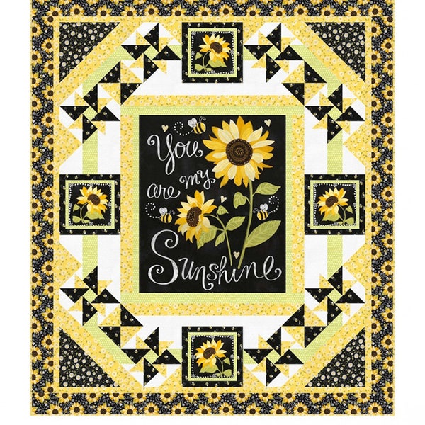 You are my Sunshine Sunny Garden Pinetree Country QUILT KIT, Timeless Treasures Fabric, Sunflower Panel, Sunflower Quilt Kit