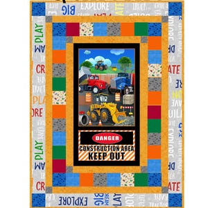Building Dreams by Wilmington Prints & Construction Zone Panel Easy DIY Beginner QUILT KIT Construction Equipment Picture This Pattern