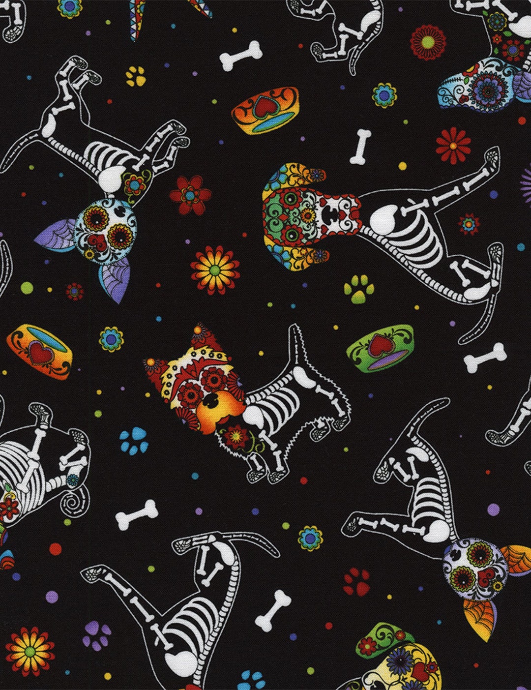 Day of the Dead Fabric by the Yard, Timeless Treasures Day of the Dead ...
